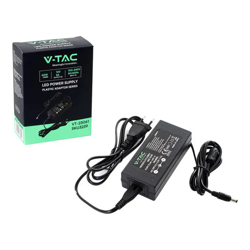 LED TRANSFORMER 60W 5A 12V IP44 V-TAC - LED ленти и аксесоари<<<Вътрешно осветление<<<Мебели и