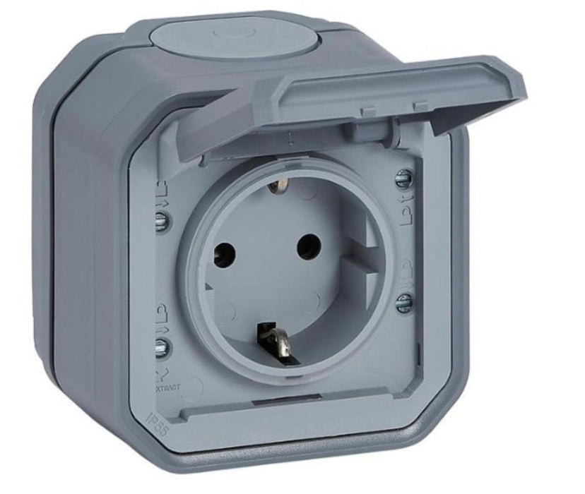 CONTACT 2P+E 16A IP55 GREY PLEXO NEW