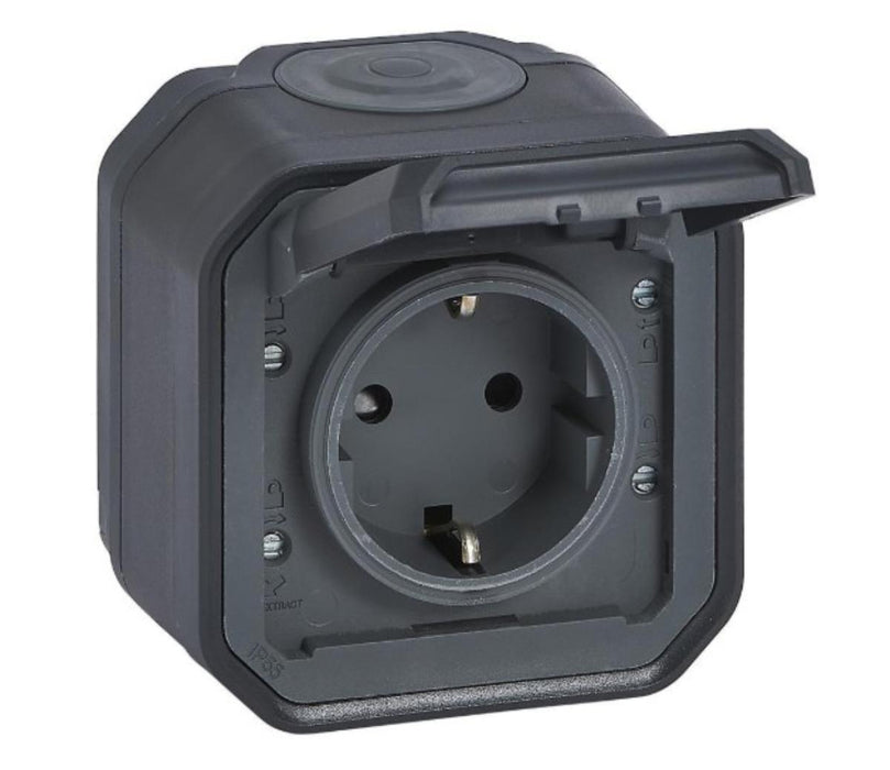 CONTACT 2P+E 16A IP55 ANTHRACITE PLEXO NEW