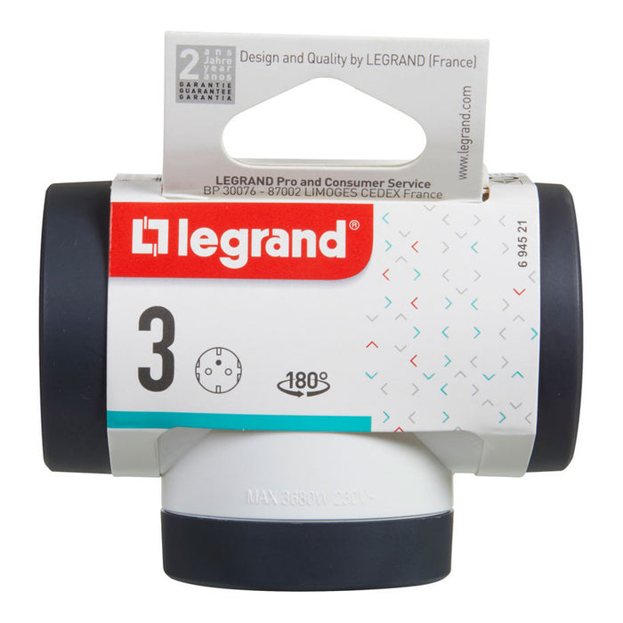 ADAPTER 3 SOCKETS T-SHAPED ROTARY LEGRAND 694521