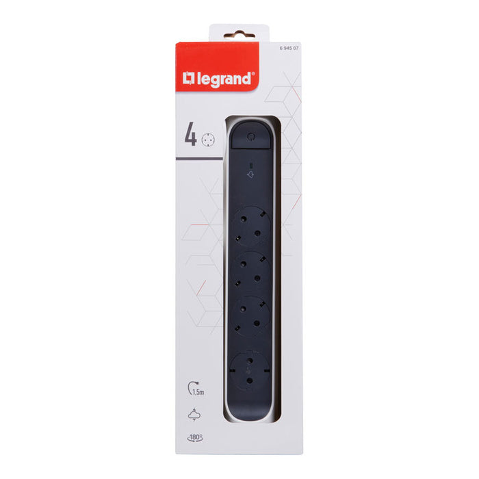 LEGRAND POWER SUPPLY 4 SOCKETS / 1.5M ROTATING 694507