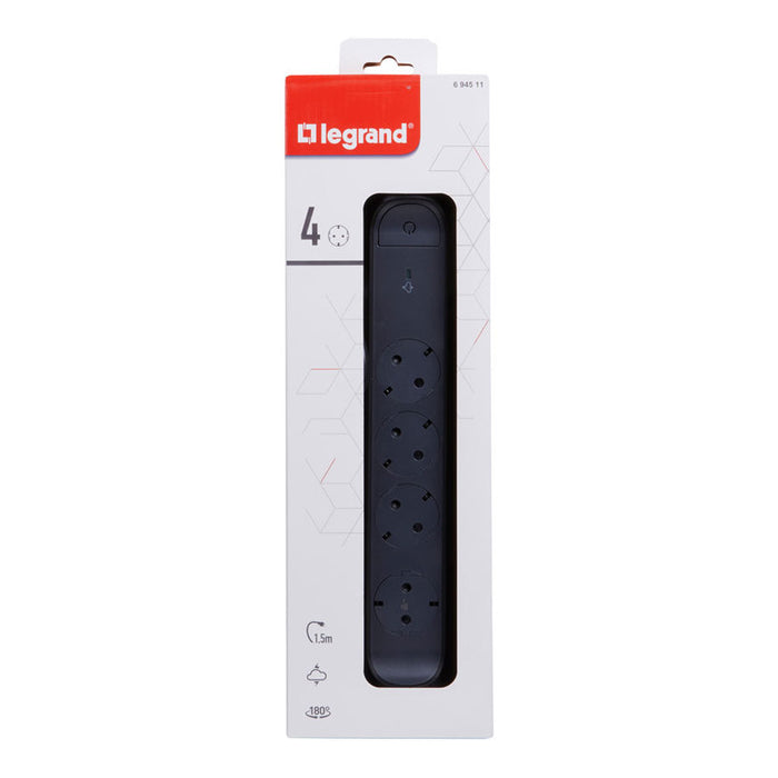 LEGRAND SPLITTER 4 SOCKETS/ 1.5M ROTATING 694511