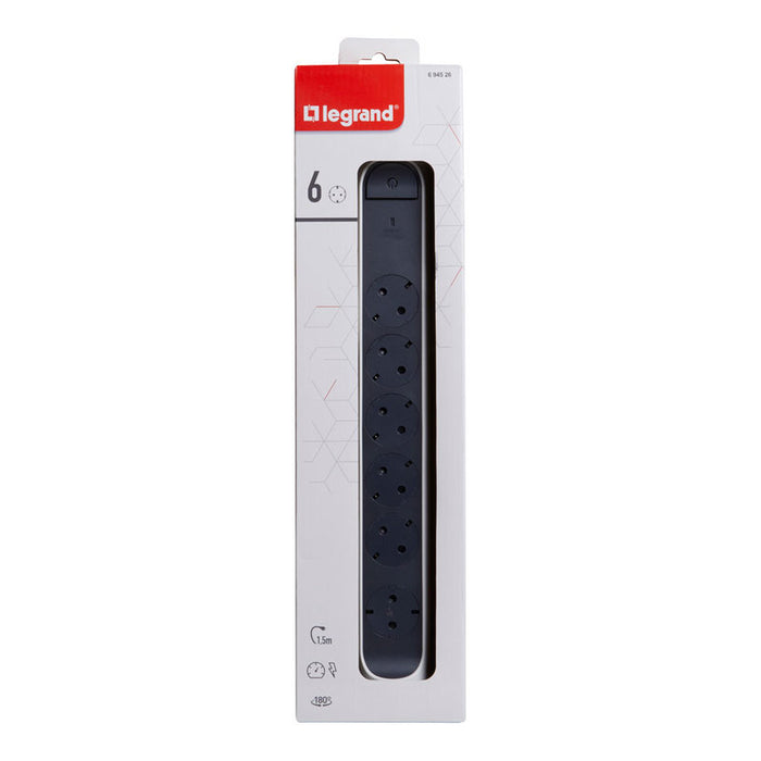 LEGRAND INDICATOR AND PROTECTION SPLITTER 6 SOCKETS / 1.5M ROTATING 694526