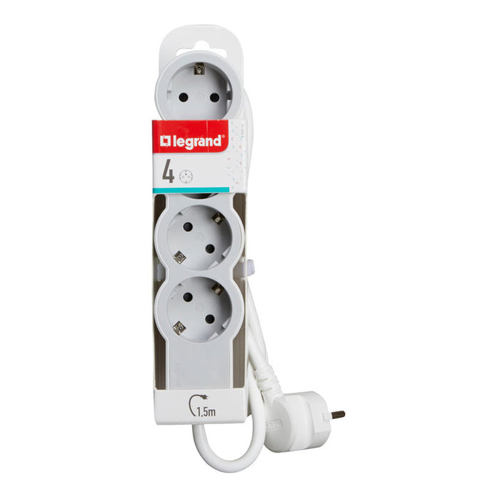 POWER SUPPLY WHITE/LIGHT GRAY LEGRAND 4 SOCKETS / 1.5 M. 694552