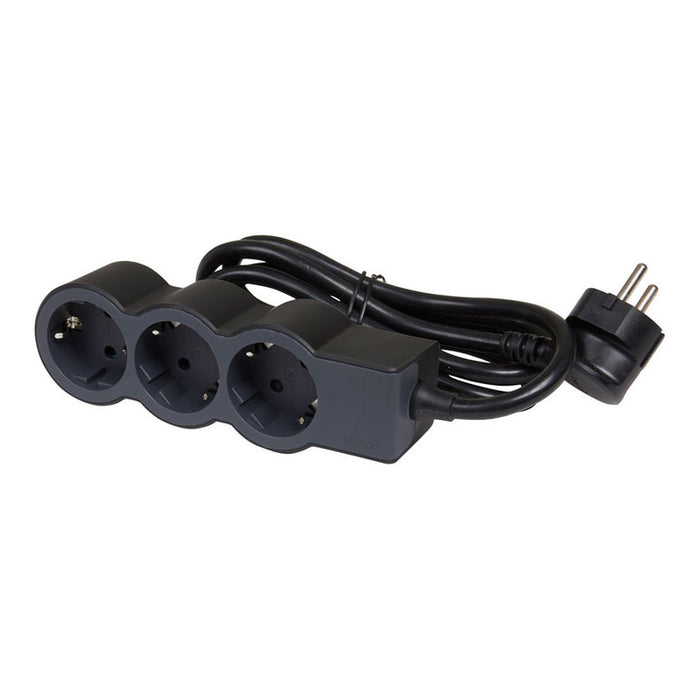 BLACK/DARK GRAY LEGRAND 3 SOCKET / 3 M. 694560
