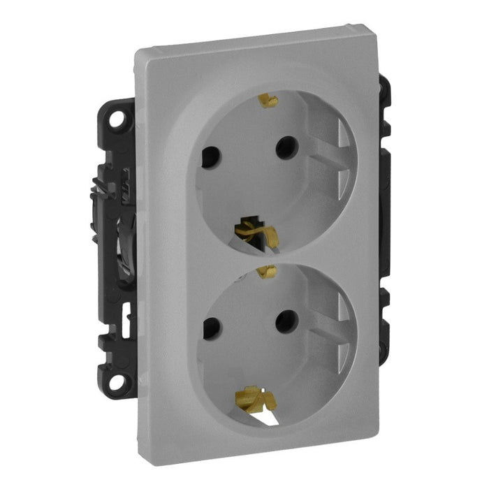 DOUBLE CONTACT SHUKO WITH CHILD PROTECTION VALENA LIFE LEGRAND - ALUMINUM