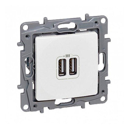 DOUBLE USB CHARGING SOCKET WHITE LEGRAND NILOE