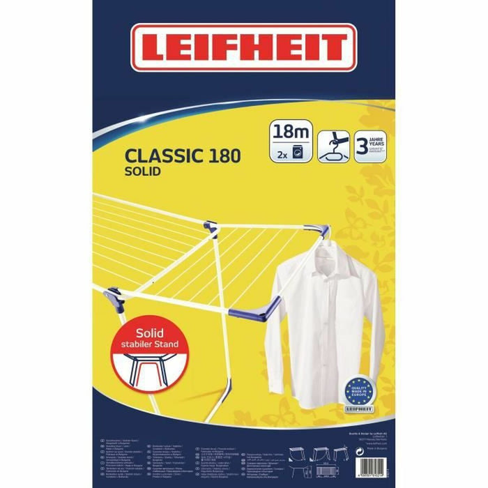 Clothes Line Leifheit CLASSIC Solid 180 White Nylon Steel polypropylene 18 m