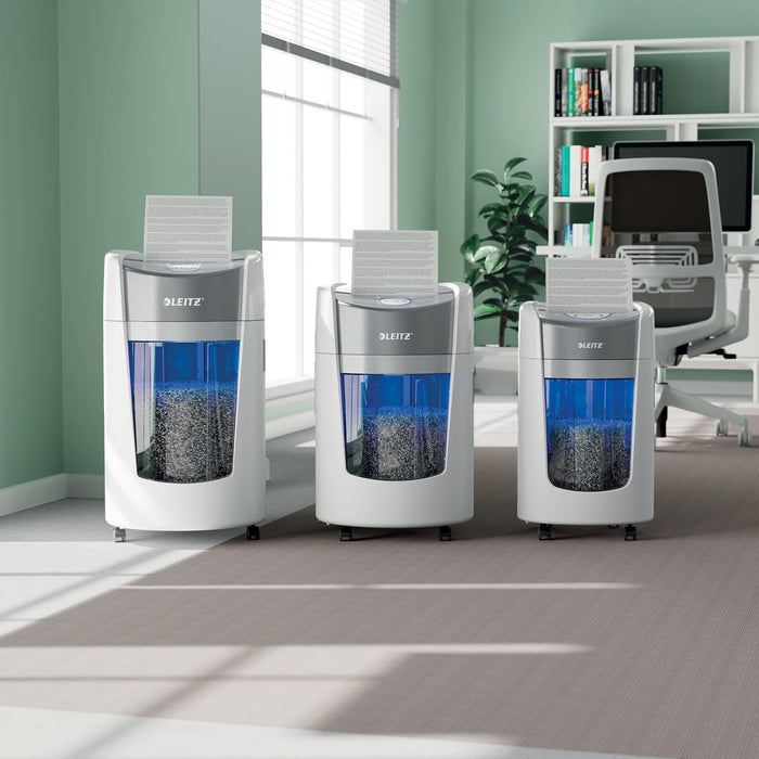 Leitz IQ OptiMax Home Office 225 Micro Cut Paper Shredder Security P5 15L - White