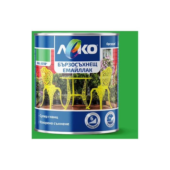 FAST DRYING ENAMEL RAL 6018 2.5 L LEKO