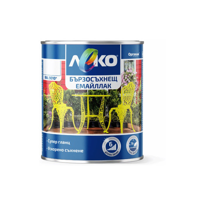 FAST DRYING ENAMEL RAL 9010 2.5 L LEKO