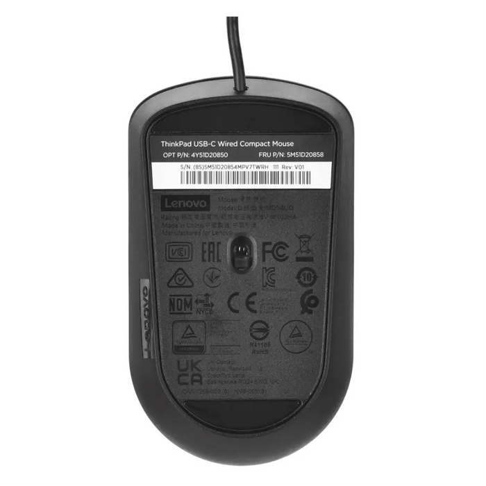 Lenovo 4Y51D20850 mouse Ambidextrous USB Type-C Optical 2400 DPI - Мишки - кабелни<<<Мишки и презентъри<<<Периферия и