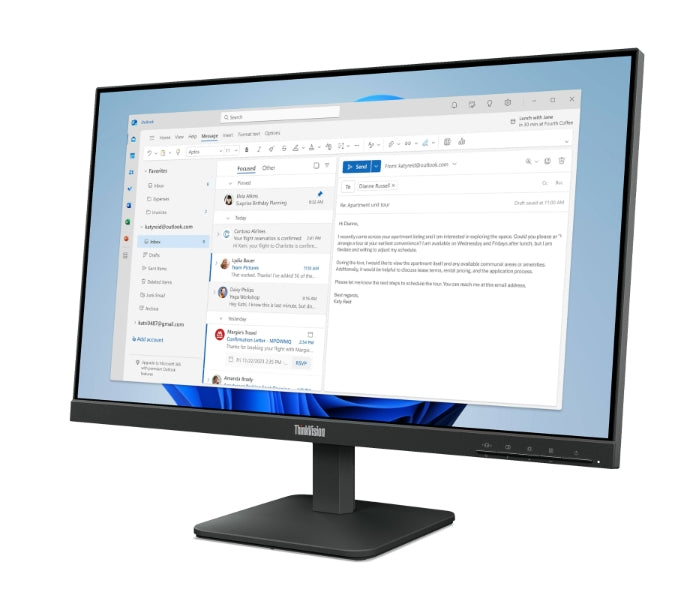 Lenovo ThinkVision S24-4e 23.8" IPS WLED, 1920x1080, 16:9, 4ms, 100Hz, 250 cd/m2, 1300:1, HDMI, VGA, Tilt