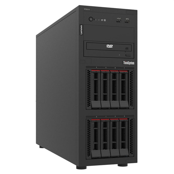 Lenovo ThinkSystem ST250 V3, Xeon E-2468 (8C 2.6GHz 16MB Cache/65W), 1x32GB, O/B, 2.5" HS (8), 5350-8i, HS 800W Titanium, XCC2 Platinum, No DVD