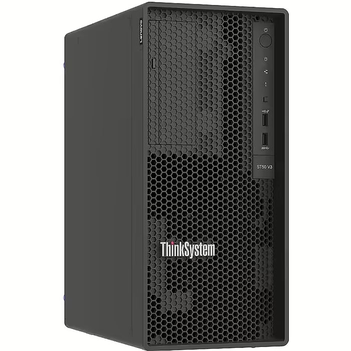 Lenovo ThinkSystem ST50 V3, Xeon E-2414  (4C 2.6GHz 8MB Cache/55W), SW RAID, 2x960GB Micron 5400 Pro SSD, 1x16GB, 500W 94%, No DVD, 3 year