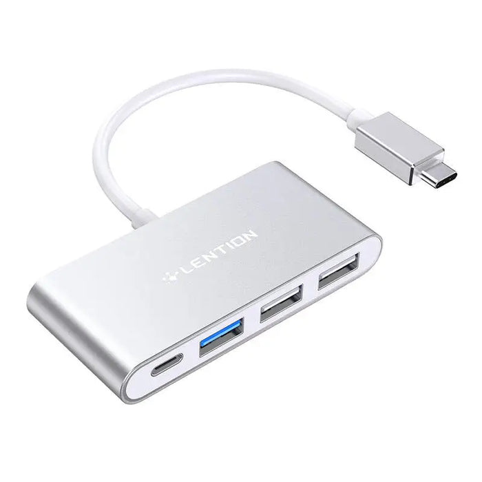 Lention 4in1 Hub USB-C to USB 3.0 + 2x USB 2.0 + USB-C (silver) - Hubs<<<IT Accessories<<<InnproXML