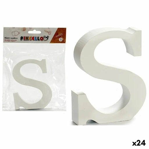Letter Pincello S White Wood 2 x 16 x 14,5 cm (24 Units) - Декорация и Осветление<<<Дом Градина<<<BigBuy&&&Други