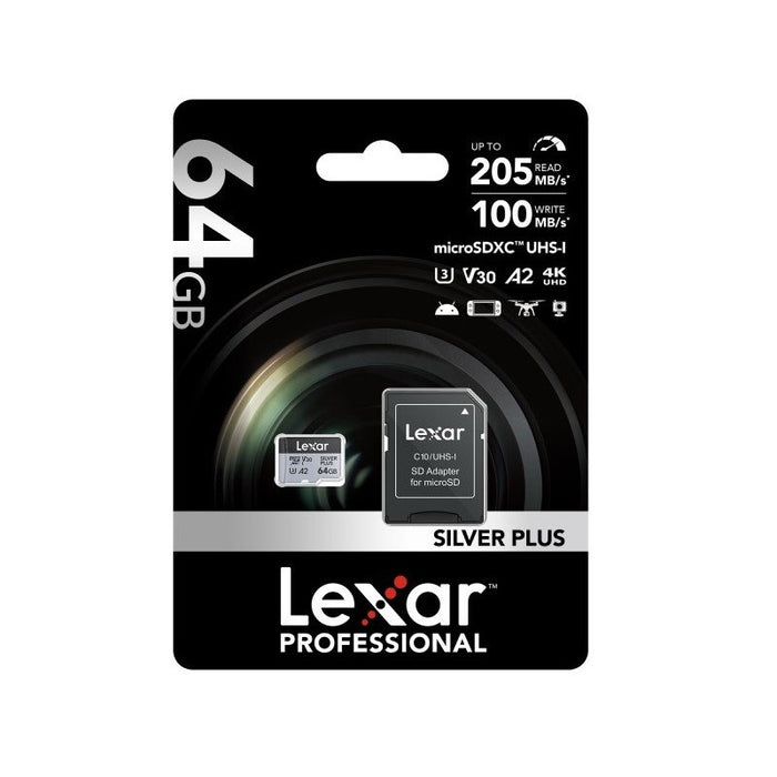 MEMORY CARD micro SDXC 64GB 205/100MB/s UHS-I,A2,V30,U3 LEXAR