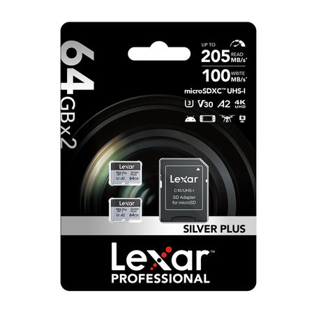 Karta pamięci Lexar High-Performance Silver Plus microSDXC 64GB + adapter