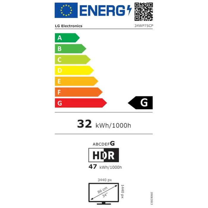 LG 34WP75CP-B computer monitor 86.4 cm (34’’) 3440 x 1440 pixels Wide Quad HD LCD Black