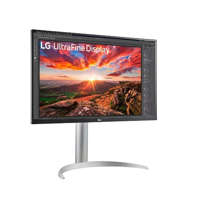 LG 27UP850K-W, 27" UltraFine UHD, IPS 4K , 5ms, 1200:1, 400cd/m2, 3840 x 2160, DCI-P3 95%, HDR 400, HDMI, USB-C, PD- 96 W, DisplayPort, Reader mode, Dynamic Action Sync, Tilt, Height (Range), Swivel, Speacers 2x5W, LG Switch, Black