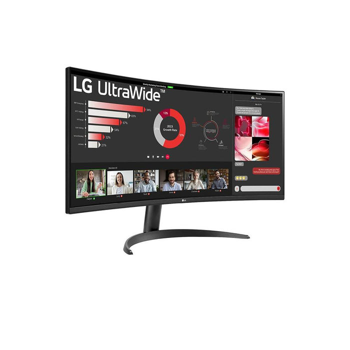 LG 34WR50QK-B, 34" UltraWide Curved, AG, VA, 5ms, 1ms MBR, 3000:1, 300 cd/m2, 21:9, WQHD 3440x1440, HDR 10, sRGB 99%, FreeSync, 100 Hz, HDMI, DisplayPort, Tilt, Reader Mode, PBP, Headphone Out, Black