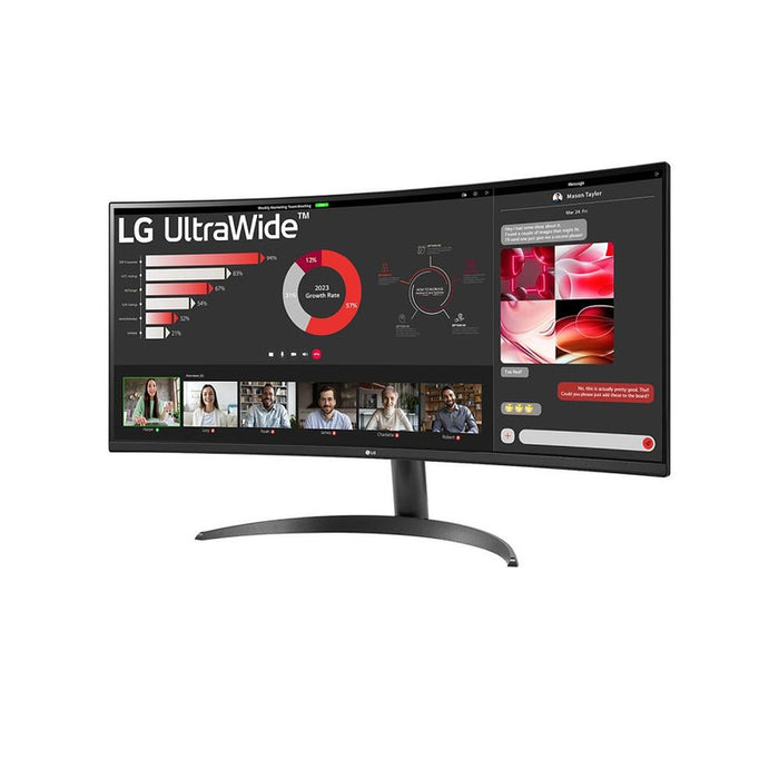 LG 34WR50QK-B, 34" UltraWide Curved, AG, VA, 5ms, 1ms MBR, 3000:1, 300 cd/m2, 21:9, WQHD 3440x1440, HDR 10, sRGB 99%, FreeSync, 100 Hz, HDMI, DisplayPort, Tilt, Reader Mode, PBP, Headphone Out, Black