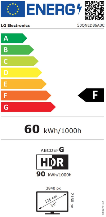 LG 50QNED86A3C, 50" 4K QNED HDR Smart TV, 3840x2160, 60Hz Native (VRR 144Hz), DVB-T2/C/S2, Alpha 7 AI Processor, HDR 10 PRO, webOS 25 ThinQ, 4K Upscaling, WiFi 5, Dolby Vision, Bluetooth 5.1, AirPlay 2, LAN, CI, HDMI, SPDIF, Stand