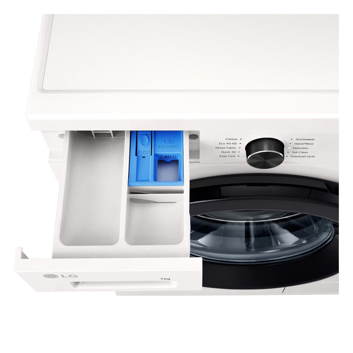 Washing machine LG F2X10S7NWK, 1200 rpm, 7.00 kg, A, White