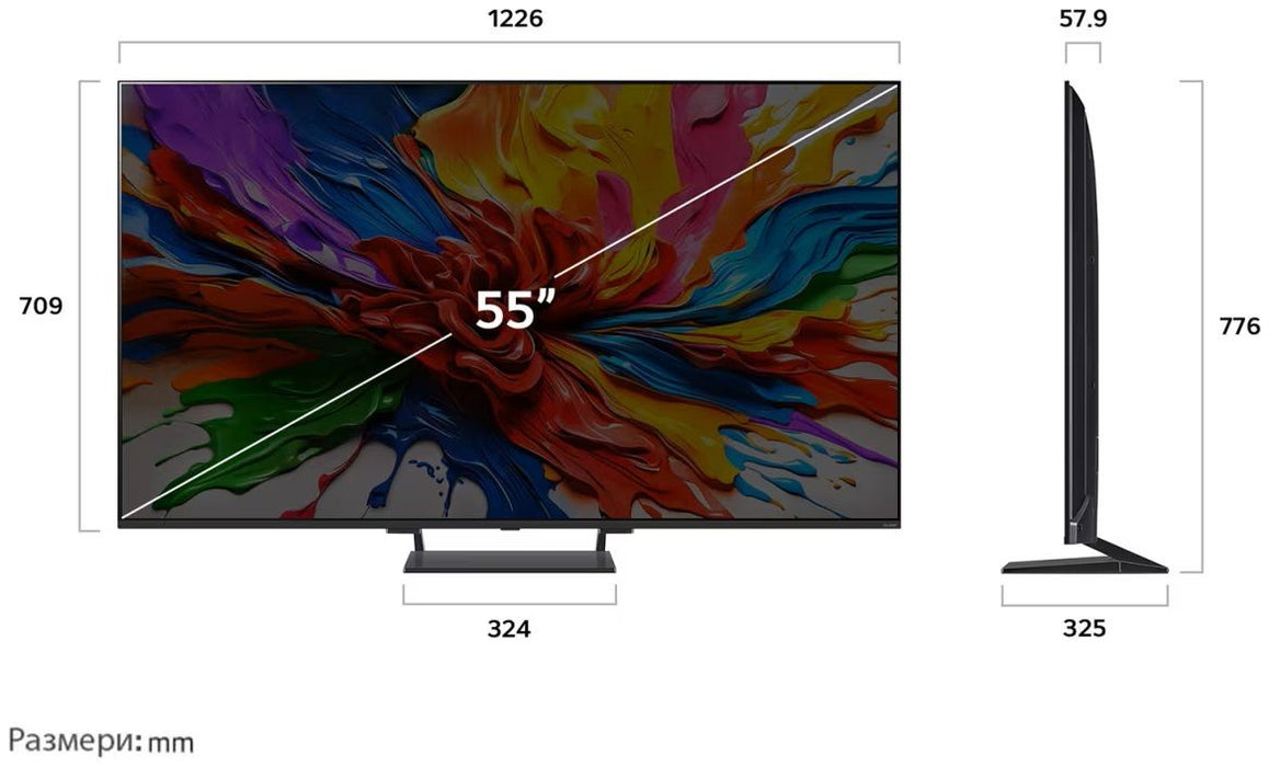 LG 55QNED93A6A, 55" 4K HDR Smart QNED TV MiniLED, 3840x2160, 120Hz Native (VRR 165Hz), DVB-T2/C/S2, AI Alpha 8, HDR 10 PRO, webOS 24, ThinQ AI, WiFi, FreeSync Compatible, VRR, AI Upscaling, Google Cast, Virtual 9.1.2 Up-mix, Bluetooth, Hdmi, Multi View