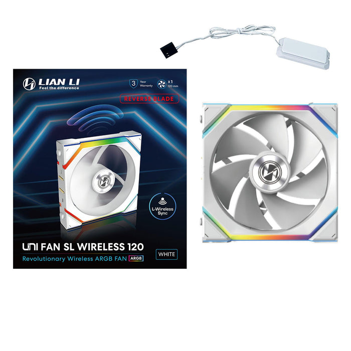 Fan Lian Li UNI FAN SL Wireless ARGB PWM Reverse Blade - 120 mm White