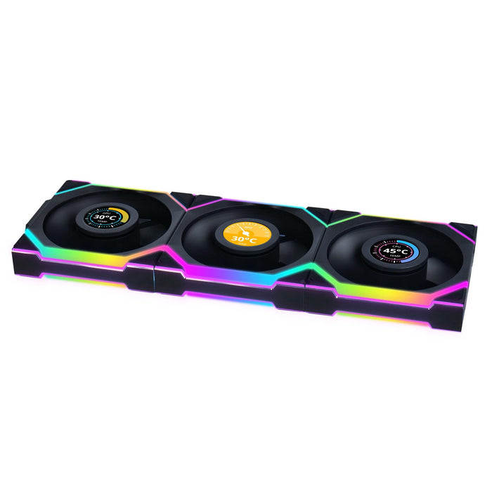 Fans 3 pcs Lian Li UNI FAN SL Wireless LCD Reverse Blade ARGB PWM - 120 mm Black