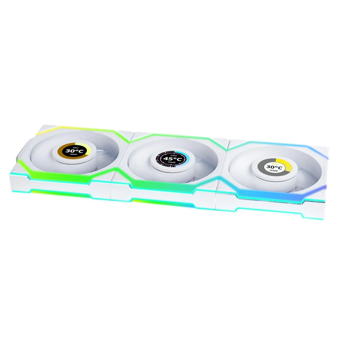 Fans 3 pcs Lian Li UNI FAN SL Wireless LCD Reverse Blade ARGB PWM - 120 mm White