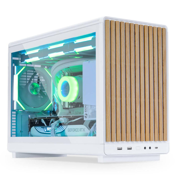 Box Lian Li DAN A3-mATX Wood Edition White, Tempered Glass, Micro Tower