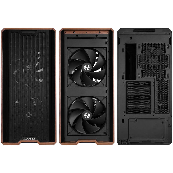 Box Lian-Li LANCOOL 217 Mid-Tower, Tempered Glass, Wood-Black