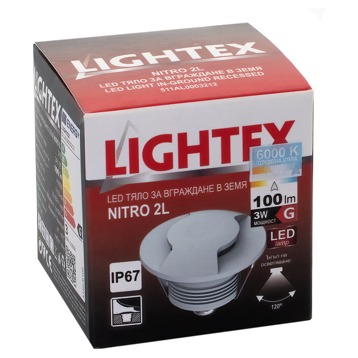 LED FIXTURE FOR BUILDING IN THE GROUND 24V 3W 6000K IP67 Ф60 SILVER LIGHTEX NITRO 2L