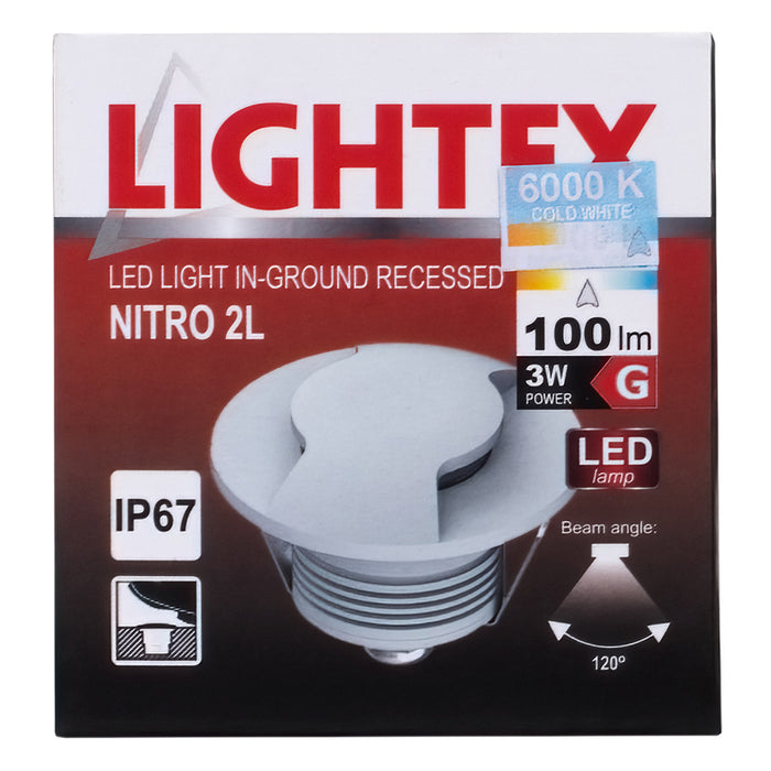LED FIXTURE FOR BUILDING IN THE GROUND 24V 3W 6000K IP67 Ф60 SILVER LIGHTEX NITRO 2L