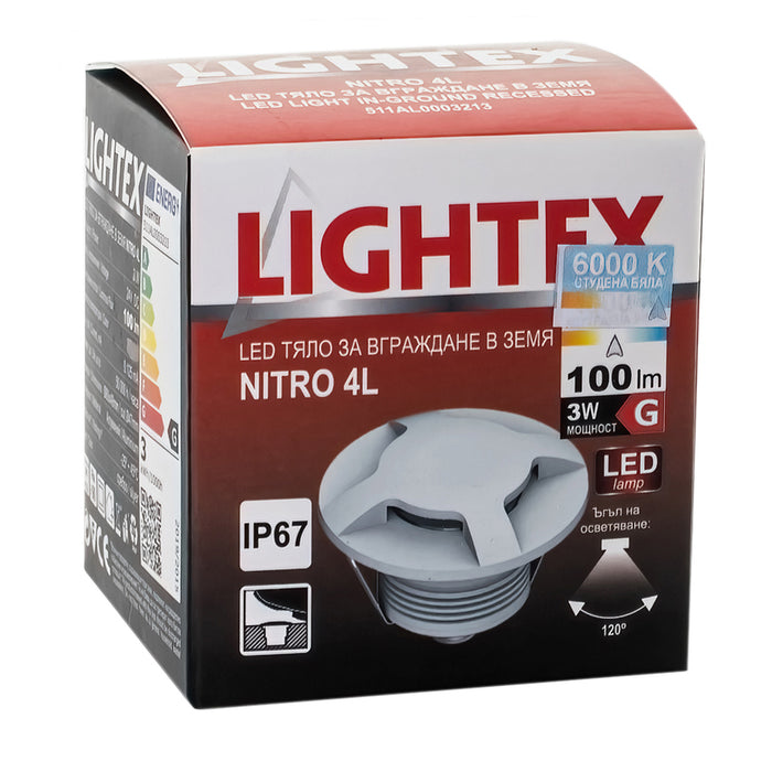 LED FIXTURE FOR BUILDING IN THE GROUND 24V 3W 6000K IP67 Ф60 SILVER LIGHTEX NITRO 3L
