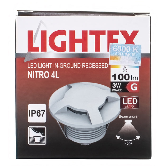 LED FIXTURE FOR BUILDING IN THE GROUND 24V 3W 6000K IP67 Ф60 SILVER LIGHTEX NITRO 3L