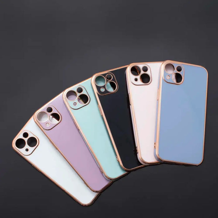 Lighting Color Case for iPhone 12 Pro Max purple gel cover with gold frame - Cell phone cases and covers<<<HurtelXML