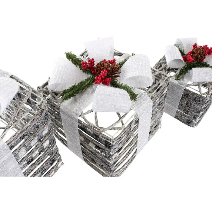 Lighting decoration DKD Home Decor White Red Green Silver Snowfall LED 25 x 25 x 29 cm (3 Pieces) - Декорация и