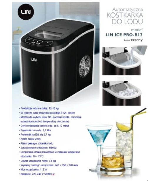 Portable ice maker LIN ICE PRO-B12 black