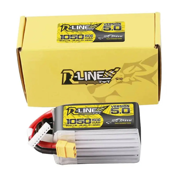Lipo Tattu R-Line Version 5.0 1050mAh 29.6V 8S 150C battery with XT60 connector - Lithium and NiMH<<<Batteries<<<RC