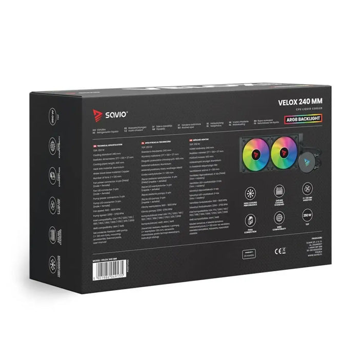 Liquid Refrigeration Kit Savio VELOX 240MM - Охлаждане<<<Компютър Мрежи и компоненти<<<Компютри|