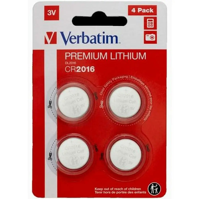 Lithium Button Batteries Verbatim 3 V CR2016 4 Pieces (20 Units) - Електроника Батерии<<<Компютри|