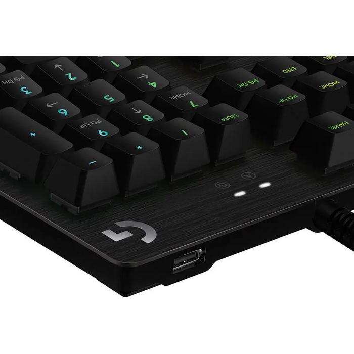 Logitech G512 Keyboard GX Blue Clicky Lightsync RGB USB Passthrough Data/Power Alumium Alloy Game Mode Black Carbon