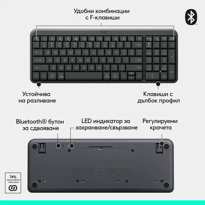 Logitech MK250 Graphite Wireless Kit - Cyrilized - Клавиатури<<<Компютърна