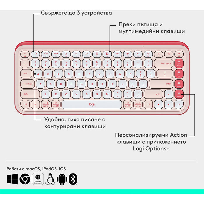 Keyboard Logitech POP - ROSE 920-013073