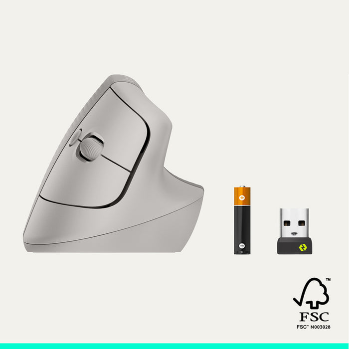 Wireless Mouse with Silent Buttons LOGITECH Vertical Ergonomic Mouse LIFT Sand 910-007771 Smartwheel, Multi device