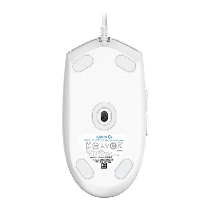 Logitech G102 LightSync Gaming Mouse, RGB, Optical, Wired, USB, White